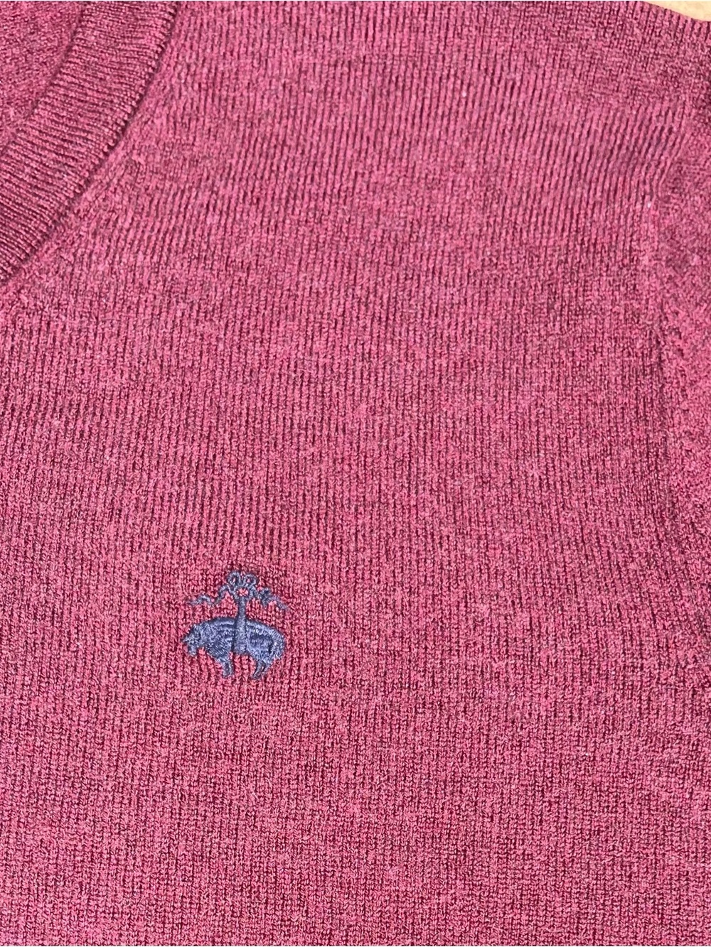 Brooks Brothers 346 Merino Wool Burgundy V-Neck Sweater Medium - Picture 5 of 6